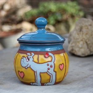 Sugar bowl with lid, Kitchen canister, Kitchen pots, Sugar bowl, Kitchen storage, Handmade sugar bowls, Unique sugar bowl, Dogs accessories