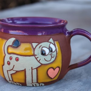 Pottery mug, Cat mug, Unique coffee mug, Kids mug, Pottery cat mug, Handmade cat cup, Cat lover mug, Pottery handmade, Cat accessories mug
