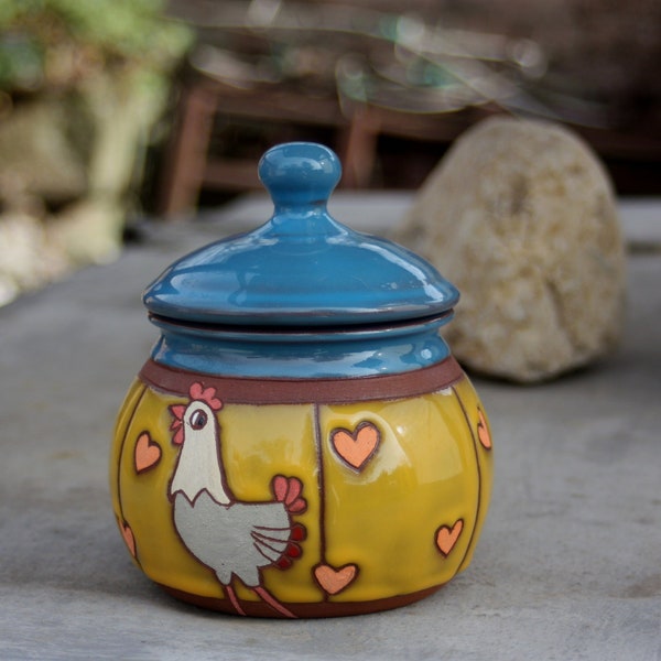 Pottery sugar bowl, Lidded Ceramic Sugar Cellar, Sugar Bowl, Handmade sugar box, Coffee accessories, Pottery sugar caddy