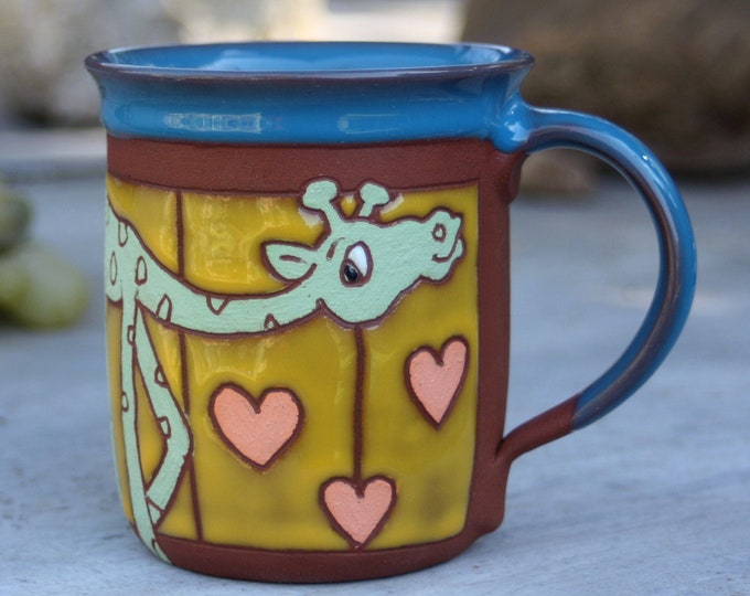 Handmade ceramic mug, Handmade mug, Animal mug, Giraffe cup, Mug with giraffe, Coffee mug handmade, Teacup handmade, Giraffe mug, Pottery