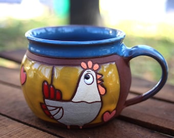 Ceramic mug, Chicken mugs, Coffee mug handmade, Pottery mug, Christmas mug, Pottery mug handmade, Mug pottery, Unique coffee mug, Kids mug