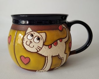 Ceramic mug, Animals Cup, Mug for kids, Handmade teacup, Cat lover mug, Handmade coffee mug, Funny mug, Cat mug, Handmade mug, Pottery mug