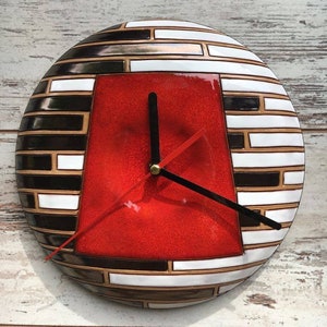 Wall clock, Gift clock, Round clock, Handmade Clock, Ceramic Clock, Art Decor, Wall Decor, Kitchen Clock, Modern clock, Hanging wall clock