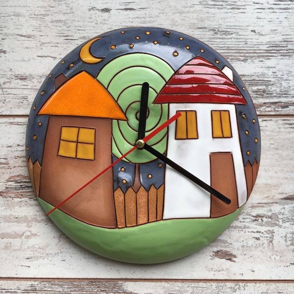 Horloge murale, horloge ronde moderne, horloge en céramique, horloge murale suspendue, cadeau de pendaison de crémaillère, cadeau de mariage, cadeau pour la maison, horloge murale unique