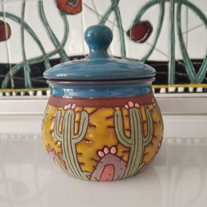 Lidded sugar bowl, Ceramic container, Pottery jar, Salt jar, Sugar bowl with lid, Handmade sugar bowl, Ceramic bowl, Cactus ceramic box