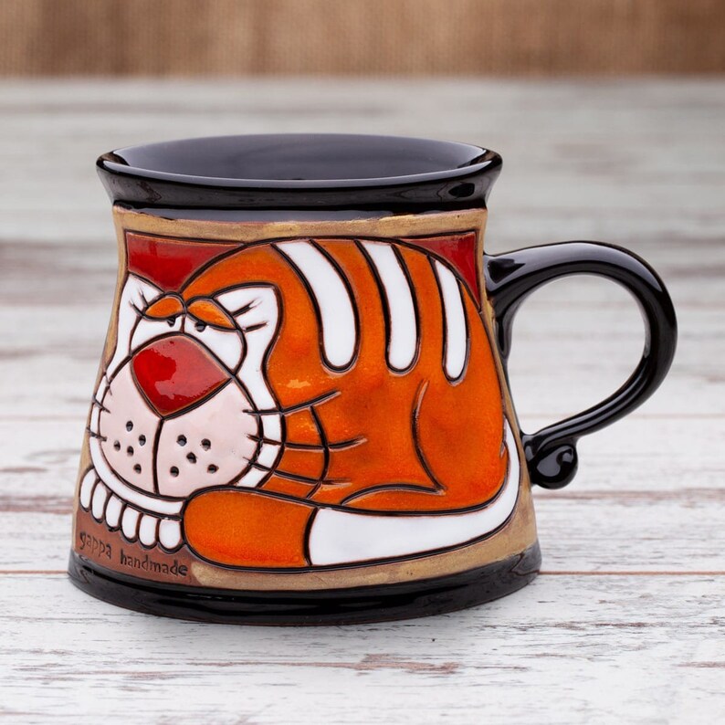 Ceramic Mug, Funny mug, Tea Mug, Animals Mug, Kids mug, Ceramic cup, Tiger mug, Tea cup, Coffee cup, Coffee mug, Handmade mug, Unique mug image 1