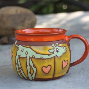 Giraffe mug, Coffee mug, Tea cup, Funny mug, Unique Mug, Handmade mug, Animal mugs, Kids mugs image 6
