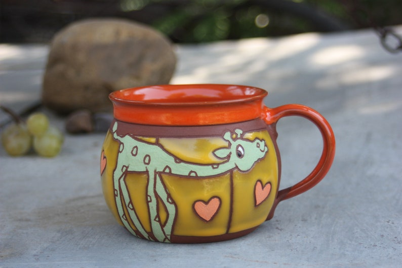 Giraffe mug, Coffee mug, Tea cup, Funny mug, Unique Mug, Handmade mug, Animal mugs, Kids mugs image 6