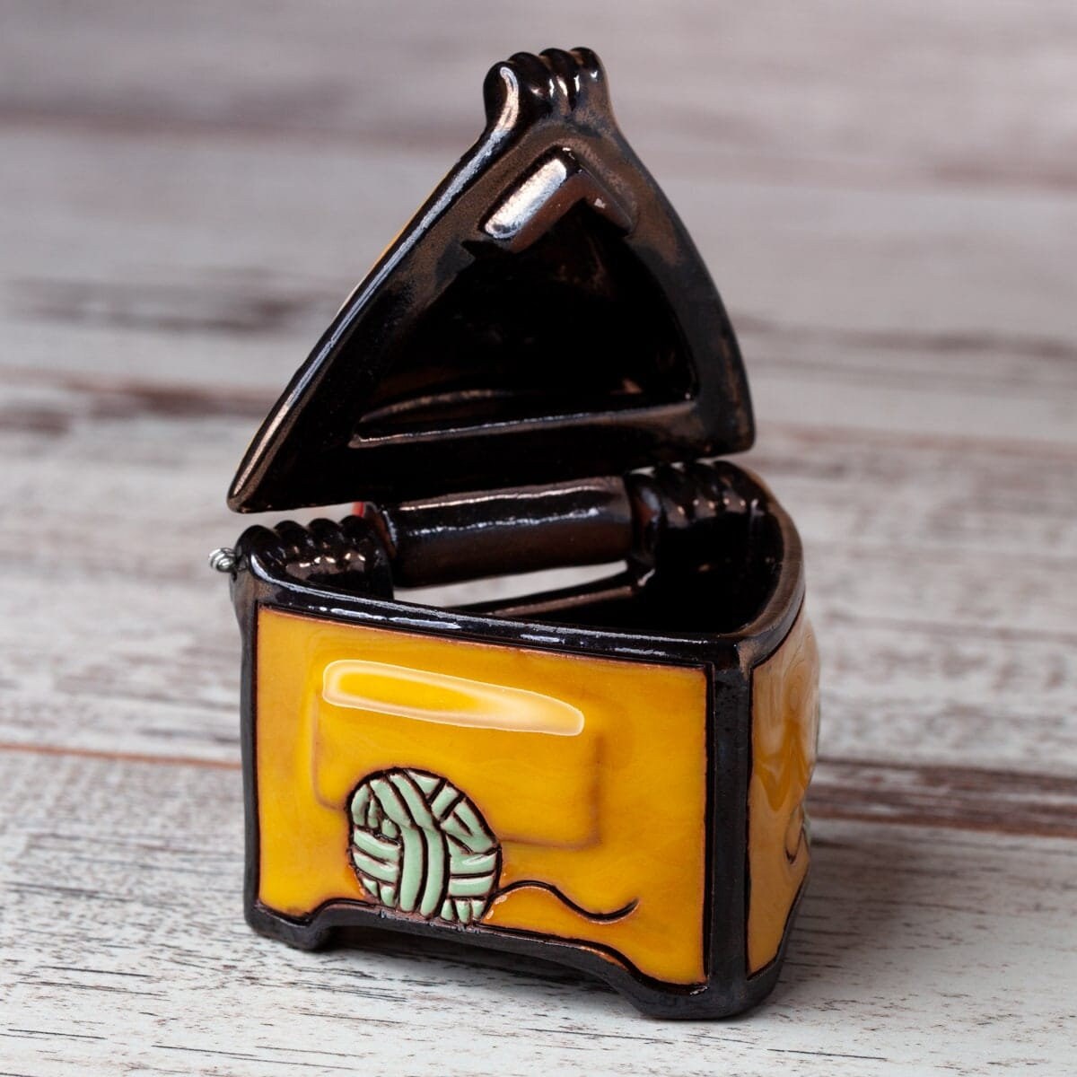 Ceramic Box With Cat Decoration, Unique Pottery Box, Jewelry