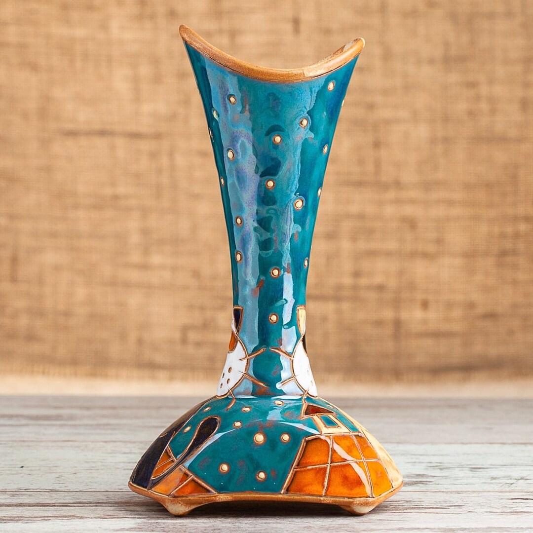 Unique Flower Vase Pottery Vase Home Decor Vase With Cat Etsy