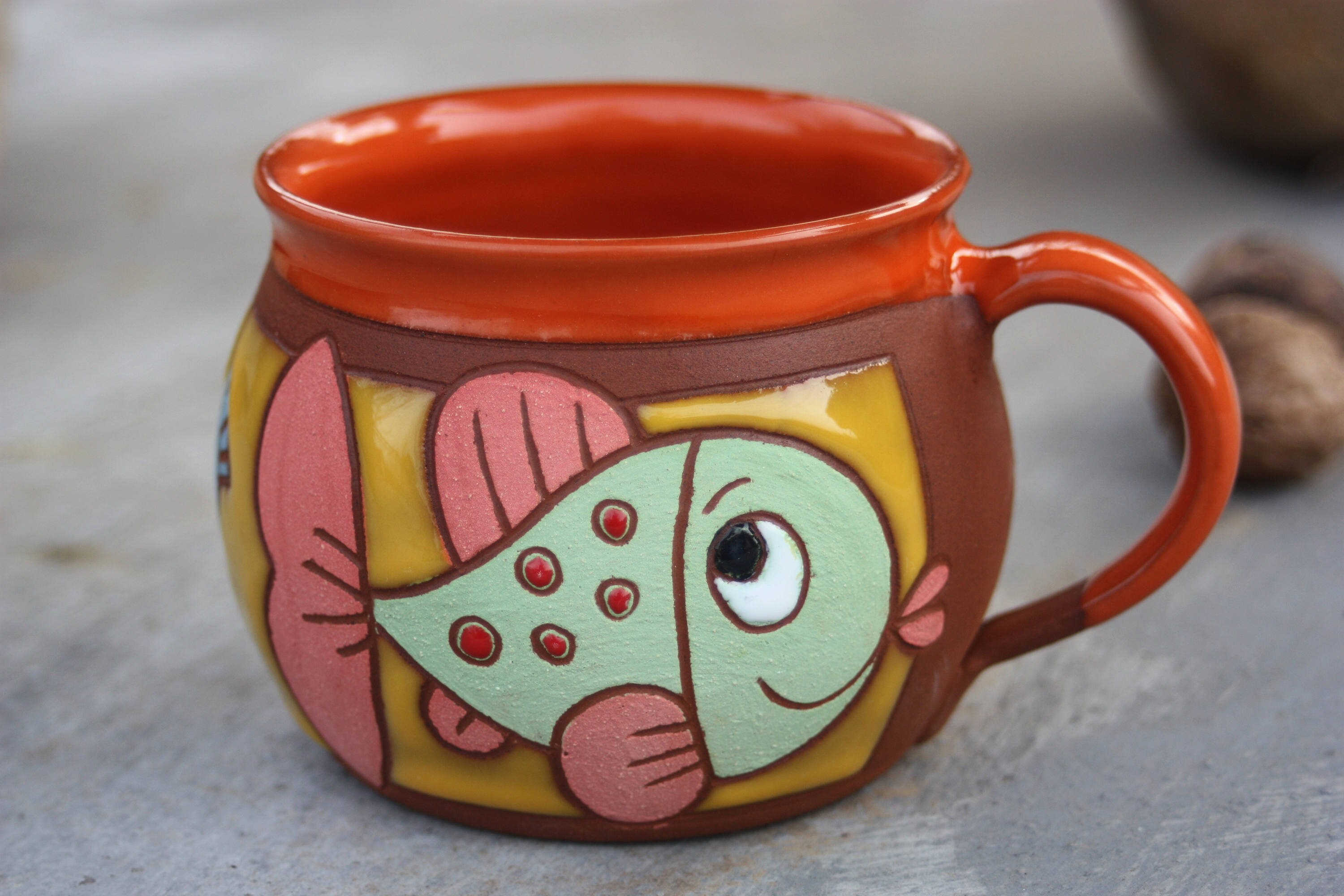 Ceramic mug Fish mug Pottery handmade Pottery mug Ceramic Etsy
