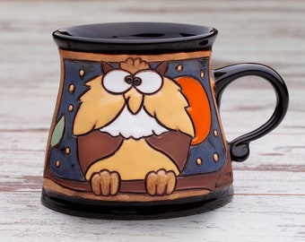 Owl mug, Funny kids mug, Animals mug, Coffee cup, Tea mug, Ceramic mug, Pottery mug, Handmade mug, Owl cup, Animal cup, Coffee mug, Teacup