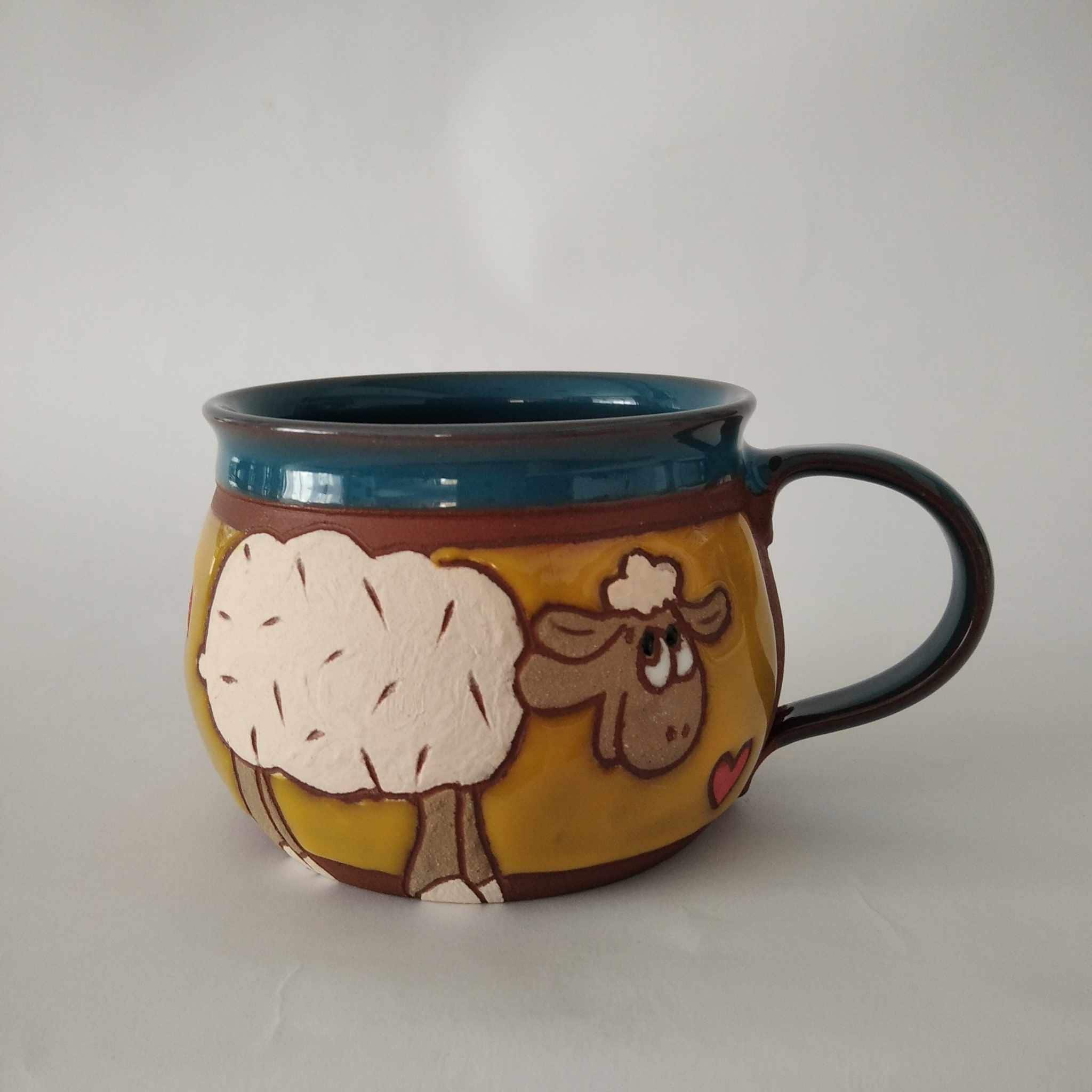 Cup with sheep, Handmade coffee mug, Pottery tea cup, Funny mug, Coffee cup, Unique coffee cup, Ceramic tea mug, Pottery handmade