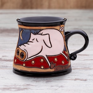 taza original, taza para niños, taza de cerdo, taza de cerámica hecha a mano, taza de cerdo divertida, taza para niños, taza de cerámica, taza de café, taza de té, taza única, taza para niños