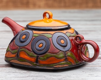 Small Pottery Teapot, Ceramic Tea Pot, Handmade Teapot, Unique Teapot, Hostess Gift, Teapot for One, Tea Accessories, Tea and Coffee Set