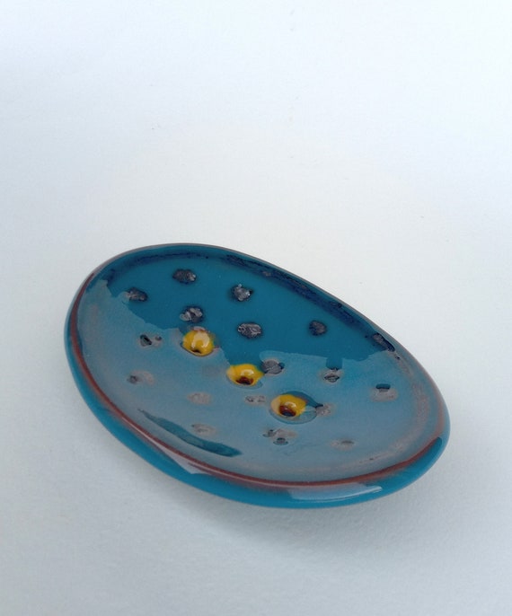 Blue Soap Dish-ceramic Soap Dish-bathroom Accessories soap Holder-draining Soap  Dish 