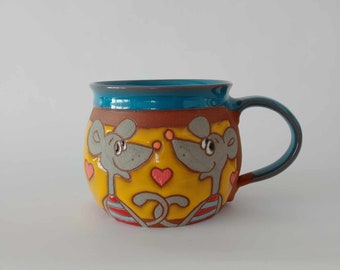 Funny kids mug, Animals mug, Ceramic mug, Tea or coffee mug, Cute kids mug, Pottery mug, Funny coffee cup, Unique coffee cup, Handmade cup