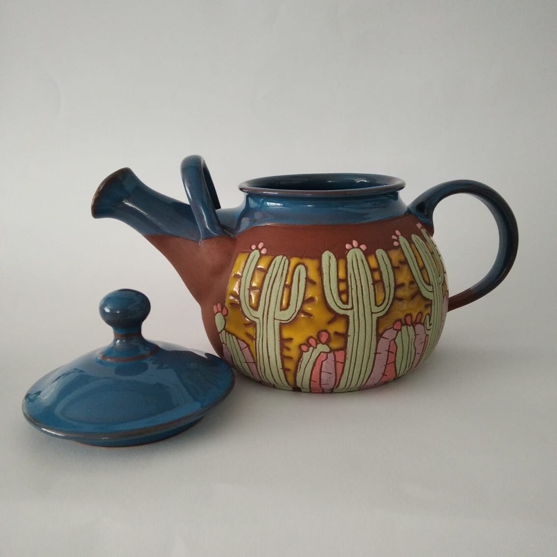 Pottery Teapot Unique Teapot With Cactus Ceramic Tea Pot Etsy UK