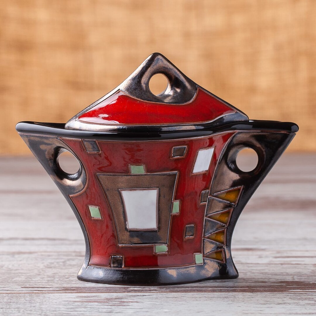 Sugar Pot, Sugar Bowl, Ceramic Sugar Cellar, Lidded Sugar Bowl, Clay