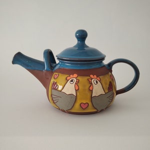 Teekanne mit Huhn, Keramik Teekanne, Handgemachte Teekanne, Einzigartige Teekanne, Handgemachte Keramik Teekanne, Ton Teekanne, Teezubehör, Huhn Teekanne