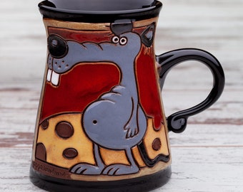 Ceramic Mug, Animal mug, Handmade stoneware mug, Coffee mug, Funny coffee cup, Tea mug, Ceramics and Pottery, Unique Mug, Housewarming gift