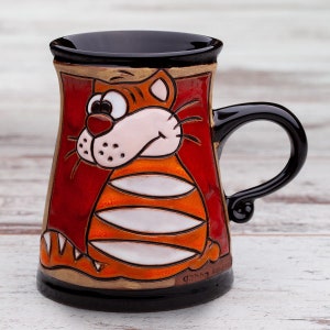 Mug pottery handmade, Cat mugs, Unique pottery mug, Coffee mug pottery, Cat cup, Animal coffee mug, Handmade mug, Handmade cup, Pottery mug