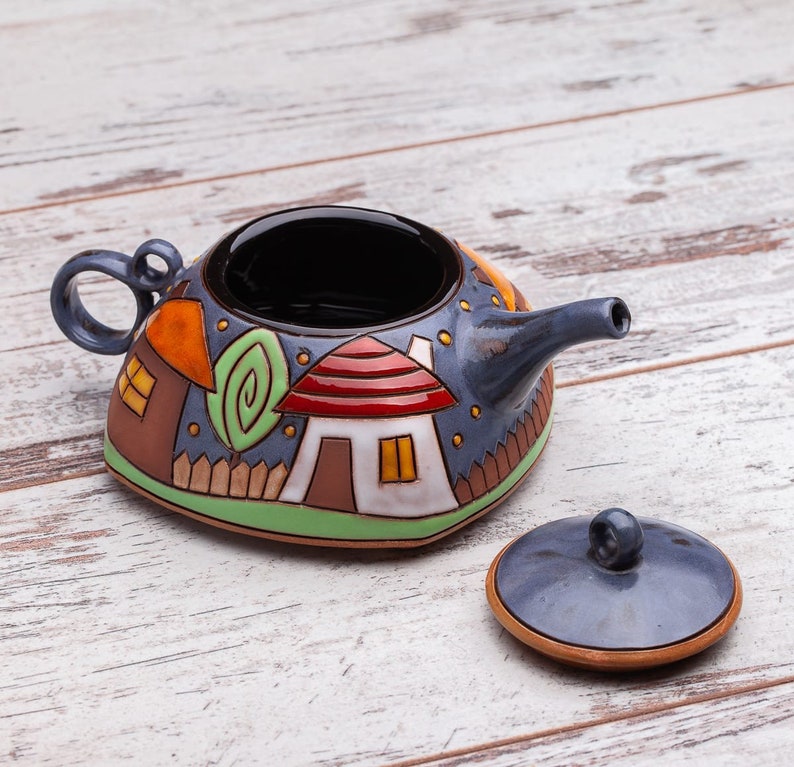 Teapot Handmade, Teapot for one, Ceramic Teapot, Unique Handmade Pottery Teapot, Clay Teapot, Pottery Teapot, Small Teapot, Hostess gift image 5