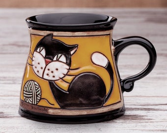 Ceramic mug, Cat mug, Coffee mug, Pottery mug, Funny kids mug, Pottery mug, Kids mug, Unique coffee mug, Kids mug, Cat cup, Animals mug