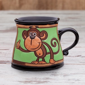 Ceramic mug, Monkey mugs, Coffee mug handmade, Pottery mug, Funny kids mug, Animal mug handmade, Mug pottery, Unique coffee mug, Kids cup