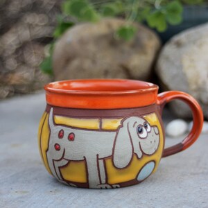 Pottery mug, Ceramic espresso cup, Handmade coffee mug, Coffee lover cup, Stoneware mug, Dog mug, Pet accessories, Tea cup, Coffee cup image 3