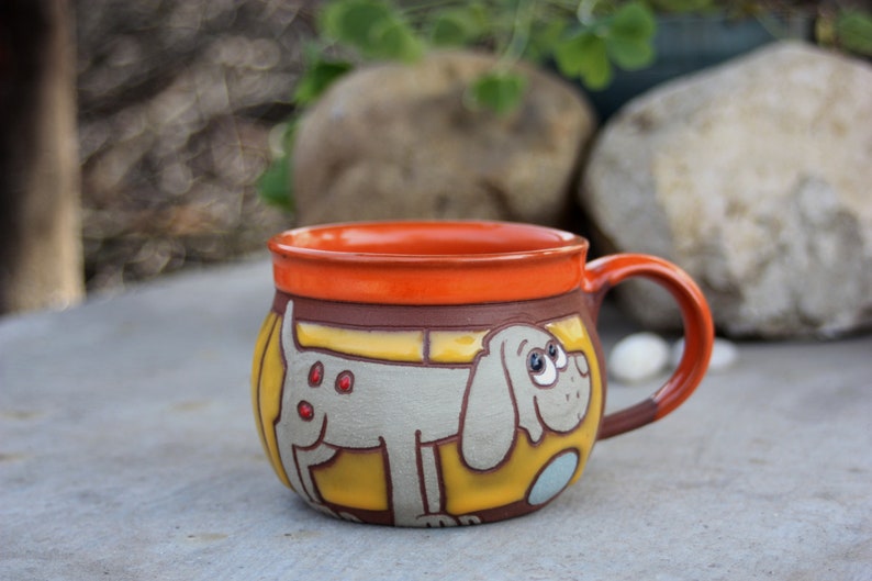 Pottery mug, Ceramic espresso cup, Handmade coffee mug, Coffee lover cup, Stoneware mug, Dog mug, Pet accessories, Tea cup, Coffee cup image 3