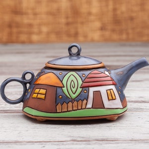 Teapot Handmade, Teapot for one, Ceramic Teapot, Unique Handmade Pottery Teapot, Clay Teapot, Pottery Teapot, Small Teapot, Hostess gift image 3