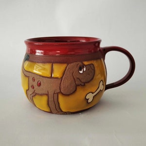Tea cup handmade, Pottery mug, Ceramic tea mug, Coffee cup with dog, Tea mug, Tea accessories, Ceramic cup, Coffee mug, Tea or coffee cup