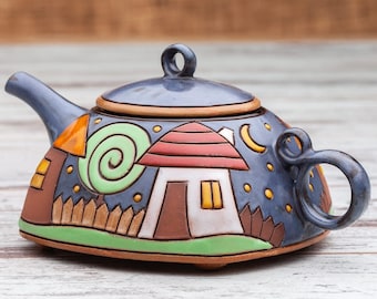 Teapot Handmade, Teapot for one, Ceramic Teapot, Unique Handmade Pottery Teapot, Clay Teapot, Pottery Teapot, Small Teapot, Hostess gift