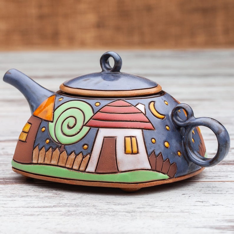 Teapot Handmade, Teapot for one, Ceramic Teapot, Unique Handmade Pottery Teapot, Clay Teapot, Pottery Teapot, Small Teapot, Hostess gift image 1