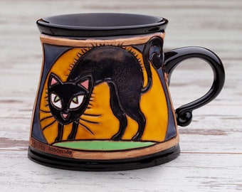 Ceramic mugs, Handmade mugs, Cat mug, Funny Mug, Pottery handmade mug, Kids cup, Stoneware mug, Clay mug, Teacup, Funny cat cup, Animals cup