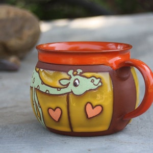 Giraffe mug, Coffee mug, Tea cup, Funny mug, Unique Mug, Handmade mug, Animal mugs, Kids mugs image 5