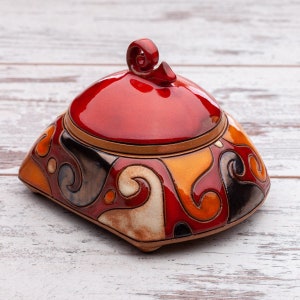 Boîte à bijoux, boîte en céramique, sucrier, boîte à couvercle, boîte à bibelots, boîte à bijoux OOAK, porte-bijoux, boîte en poterie, rangement pour bijoux, boîte de rangement