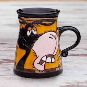 Handmade ceramic mug with donkey, Pottery mugs, Handmade mugs, Funny coffee mug, Tea mug, Kids mug, Funny mug kids, Cute kids cup, Mugs
