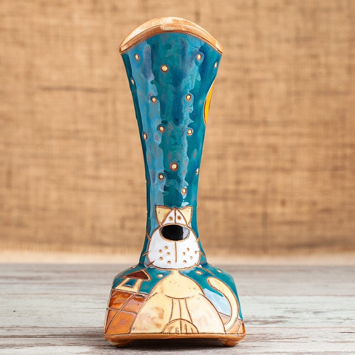 Unique Flower Vase Pottery Vase Home Decor Vase With Cat Etsy
