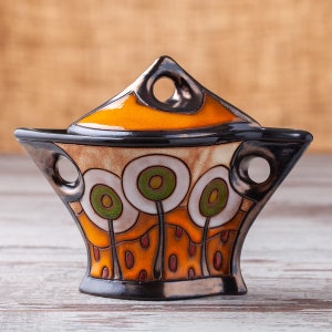 Ceramic sugar bowl with lid, Kitchen canister, Jam jar, Kitchen pots, Handmade sugar bowls, Kitchen Storage, Handmade sugar bowls, Tea set