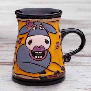 Handgemachte Keramiktasse mit Esel, Keramiktasse, Handgemachte Tassen, Lustige Kindertasse, Handgemachte Kaffeetassen, Tiertassen, Kinder Esel Tasse, Kindertasse