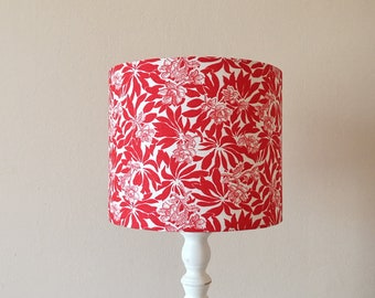 Lampshade red, white, floral drum lampshade, modern lampshade, girl chandelier, boho chandelier, boho lampshade