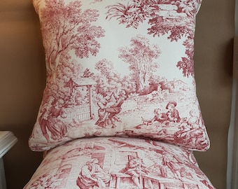 Fodera cuscino Toile de jouy rosso