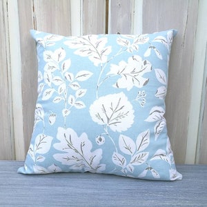 Pillow azure, blue, white, floral, leaves, flower, cotton cover