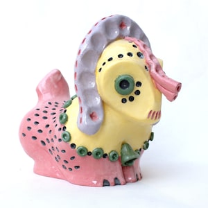 FOLK GOAT. This ceramic figurine is made in the folk style. A very good gift for decorating an interior made in folk style. Comic gift.