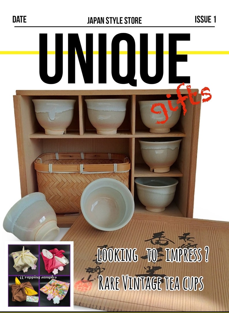 Vintage Unsued Fine Japanese Ceramic Tea Cups 7 Pcs / SET Gift Wrapped Etsy