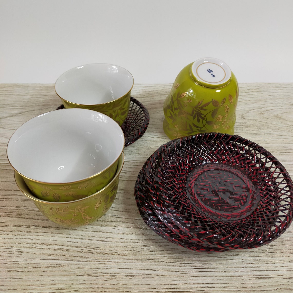 Fine Japanese Ceramic Tea Cups & Coasters 5 Pcs / SET Vintage Unused Gift Wrapped Etsy