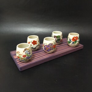 Vintage Japanese Floral Ceramic Sake Cups