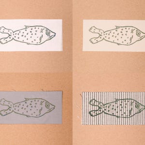 Fish patches in the colours White, Cream, Gray, and Stripes.